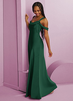 Barbie ♥ Azazie Abiti da Damigella Abito Tubino in Raso Elasticizzato Plissettato Verde Scuro image11