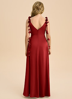 Azazie Gumdrop Junior 엠파이어 주름진 스트레치 새틴 플로어 길이 주니어 신부 들러리 드레스 image7