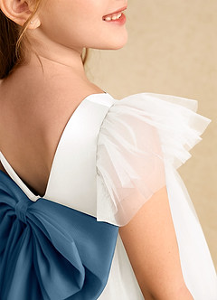Azazie Munchkin Flower Girl Dresses Ivory Bermuda A-Line Bow Tulle Dress image6