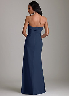 Azazie Aretha Bridesmaid Dresses Dark Navy A-Line Strapless Chiffon Dress image2