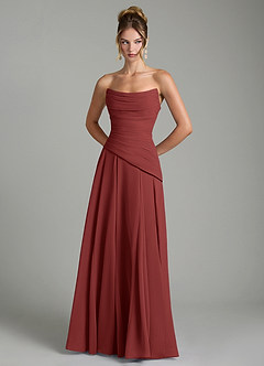 Azazie Gabriela Bridesmaid Dresses Terracotta A-Line Corset Chiffon Dress image7