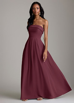 Azazie Lucienne Bridesmaid Dresses Cabernet A-Line Strapless Chiffon Convertible Dress image5