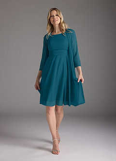 Azazie Sunny Abiti per la Madre della Sposa Abito A-Line in Maglia Plissettato Blu Inchiostro image3