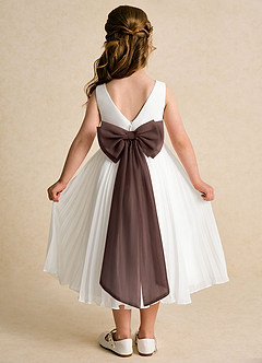 Azazie Margot Flower Girl Dresses Ivory Ganache A-Line Pleated Chiffon Dress image1