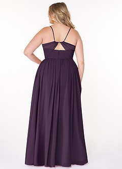 Azazie Cora Robes de demoiselle d'honneur Robe Trapèze en Mousseline de soie Plissée Prune image7