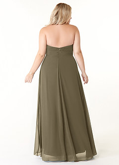 Azazie Tessie Bridesmaid Dresses Willow Green A-Line V-Neck Pleated Chiffon Dress image7