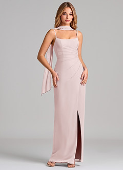 Azazie Calandra Suknie dla druhen Osłona Pofałdowany Szyfon Do ziemi Sukienka image1