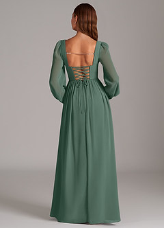 Azazie Maree Bridesmaid Dresses Sea Moss A-Line Corset Chiffon Dress image6
