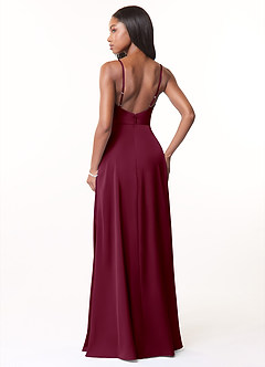 Azazie Brielle Bridesmaid Dresses Mulberry A-Line Cowl Spaghetti Straps Stretch Satin Dress image2