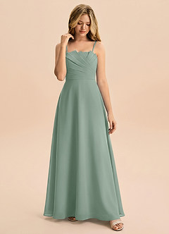Azazie Rory Junior Silver Sage A-Line Pleated Chiffon Dress image4