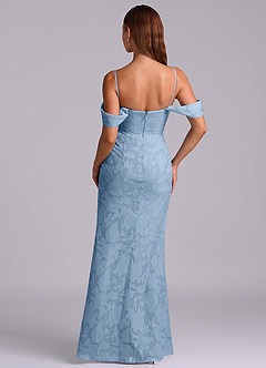 Azazie Johana Bridesmaid Dresses Powder Blue Mermaid Off the Shoulder Floral Burnout Convertible Dress image7