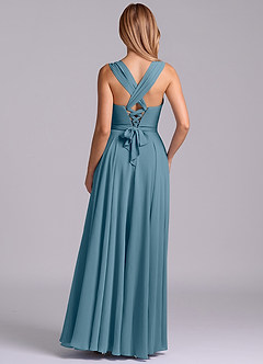 Azazie Darana Final Sale Bermuda A-Line Corset Chiffon Dress image7