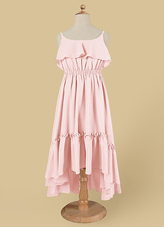 Azazie Karmen Flower Girl Dresses Blushing Pink A-Line Ruched Chiffon Dress image6