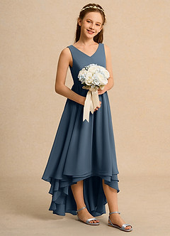 Azazie Kitten Junior Formal vestidos de niña de las flores Vestido de Neptuno de Gasa de Corte En A image3