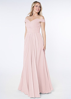 Azazie Audrianna Bridesmaid Dresses Blushing Pink A-Line Off-The-Shoulder Gathered Chiffon Convertible Dress image2