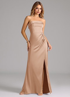 Azazie Aretha Bridesmaid Dresses English Rose A-Line Strapless Stretch Satin Convertible Dress image4