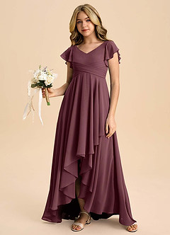 Azazie Caria Junior Sangria A-Line Pleated Chiffon Dress image6