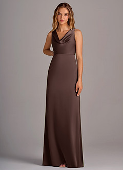 Azazie Wrenlee Bridesmaid Dresses Ganache A-Line Stretch Satin Dress image6