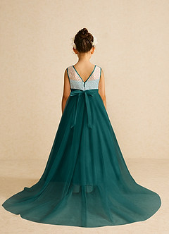 Azazie Tay Flower Girl Dresses Peacock A-Line Sequins Tulle Dress image2