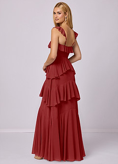 Barbie ♥ Azazie Bridesmaid Dresses Rust A-Line Sweetheart Neckline Chiffon Dress image2