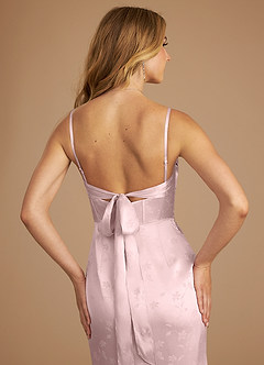 Azazie Mai Vestidos de damas de honor Vestido de Jacquard Floral Rosa Peonía de Jacquard Floral de Corte Recto con Plisado image6