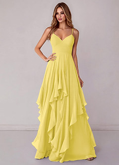 Azazie Zaina Brautjungfernkleider A-Linie Chiffon Kleid Kanarienvogel image1