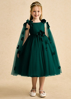 Azazie Staria Flower Girl Dresses Pine Ball-Gown Ruched Tulle Dress image6