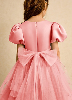 Azazie Cocoa Jurken voor bloemenmeisjes Baljurk Jurk van Tule Geplooid Koraal image7