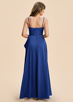 Azazie Naveah Junior Royal Blue A-Line Ruched Stretch Satin Dress image2