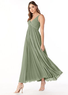 Azazie Raychelle Bridesmaid Dresses Pistachio A-Line V-Neck Chiffon Dress image4