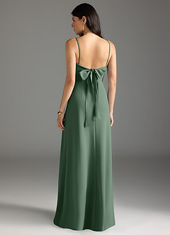 Azazie Melia Bridesmaid Dresses Eucalyptus A-Line Bow Stretch Crepe Dress image4