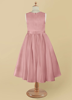Azazie Coco Flower Girl Dresses Dusty Rose A-Line Bow Matte Satin Dress image9