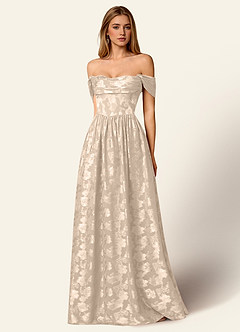 Briar Cream Off-Shoulder Pleated Prom Dress image1