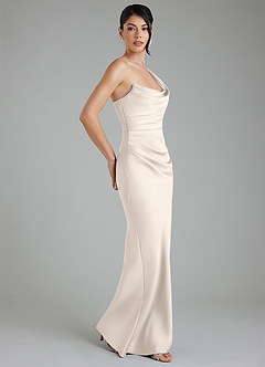 Azazie Sabrina Bridesmaid Dresses White Alabaster Mermaid Corset Stretch Satin Dress image8