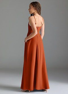 Azazie Moira Junior Burnt Orange A-Line with Pockets Chiffon Dress image2