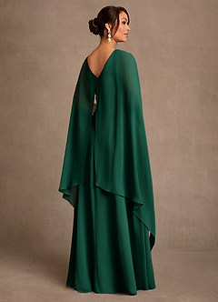 Azazie Liddie Mother of the Bride Dresses Emerald A-Line Pleated Chiffon Dress image3