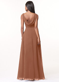Azazie Karina Bridesmaid Dresses Bronzer A-Line Pleated Chiffon Dress image2