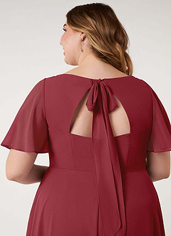 Azazie Kimber Vestidos de damas de honor Vestido de Granada de Gasa de Corte en A con Manga volante image14