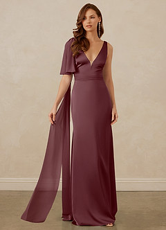 Christian Siriano Bridal for Azazie 1011 Bridesmaid Dresses Sangria Mermaid Bow Stretch Satin Dress image6