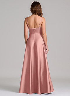 Azazie Amani Bridesmaid Dresses Rosette A-Line Pleated Stretch Satin Dress image5