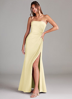 Azazie Aliani Bridesmaid Dresses Lemon Sorbet Sheath Strapless Chiffon Convertible Dress image4