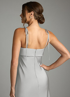 Azazie Ellia Robes de demoiselle d'honneur Robe Fourreau en Satin extensible Arc Argent image6