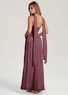 Azazie Tierney Jurken voor bruidsmeisjes Converteerbaar Jurk van Chiffon met A-Lijn Strapless Sangria image4