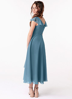 Azazie Posie Junior A-Linie Gestreift Chiffon Kleid Bermudablau image2