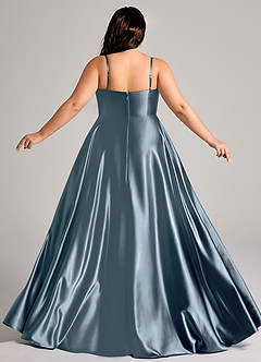 Azazie Elle Brautjungfernkleider A-Linie mit Taschen Metallischer Satin Kleid Zwielichtviolett image8