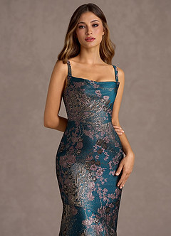 Kleid Trinity Blaugrünes Blumenmuster image6
