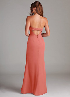 Azazie Leonis Bridesmaid Dresses Salmon Pink Sheath Strapless Chiffon Convertible Dress image5