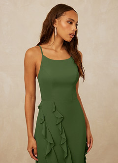 Christian Siriano Bridal for Azazie 1006 Bridesmaid Dresses Olive Mermaid Ruched Chiffon Dress image6