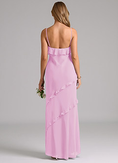 Azazie Nancie Robes de demoiselle d'honneur Robe Sirène en Mousseline de soie Rayé Rose Bonbon image2