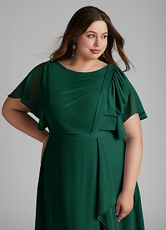 Azazie Aaliyah Modest Bridesmaid Dresses A-Line Scoop Pleated Chiffon Floor-Length Dress image11